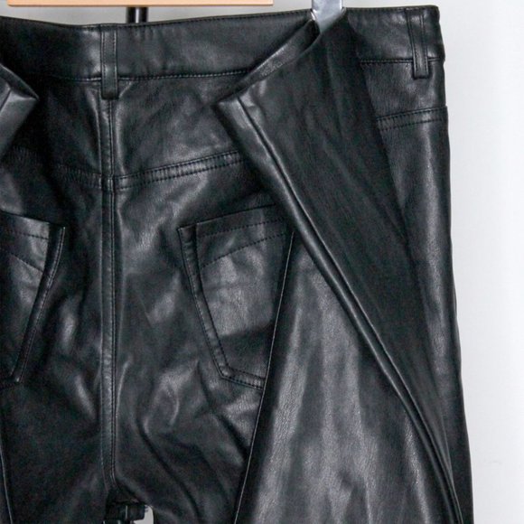 Riani Designer Black Faux Leather Pants Size 12 - Picture 9 of 16